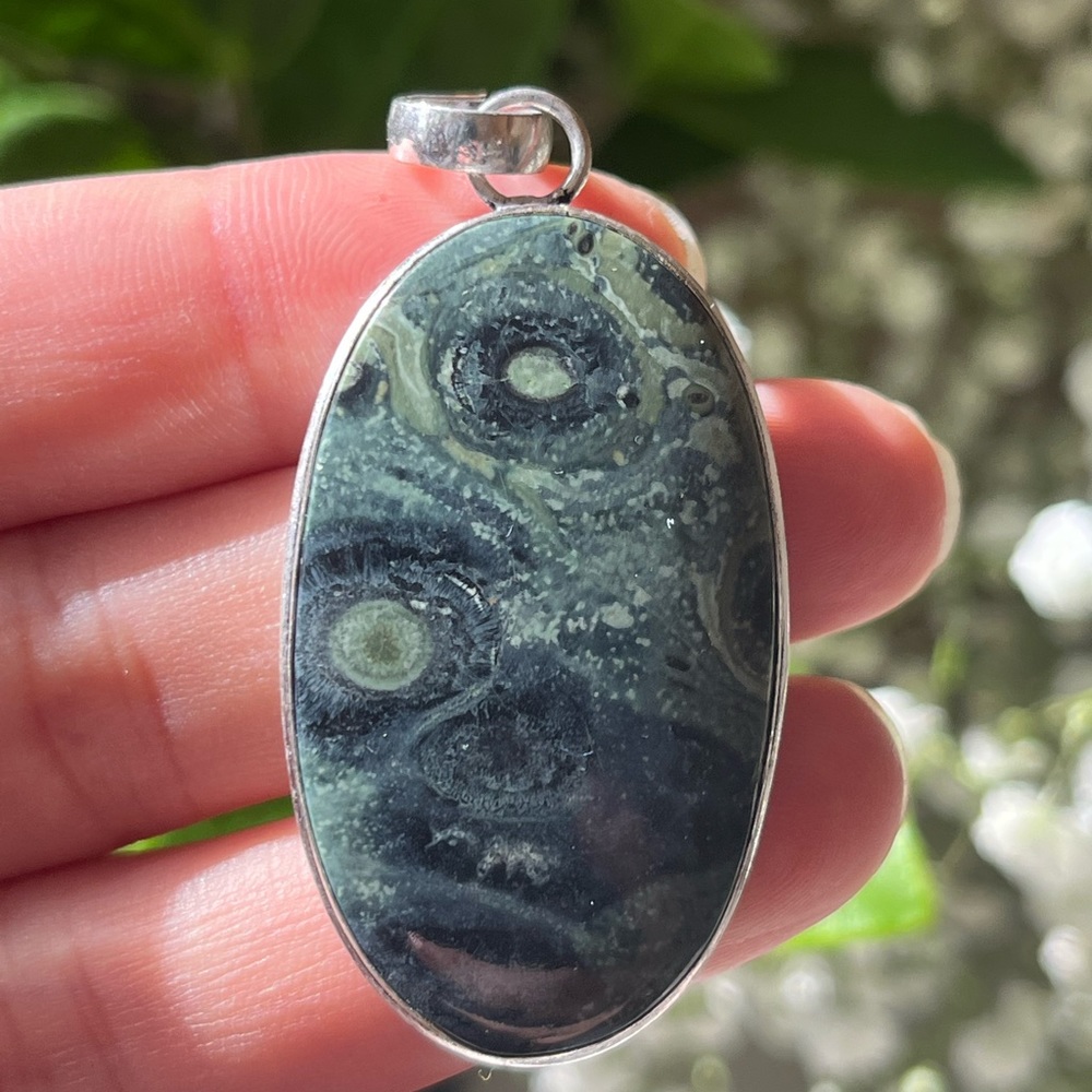 925 silver overlay Kambaba jasper pendant - Picture 4 of 5
